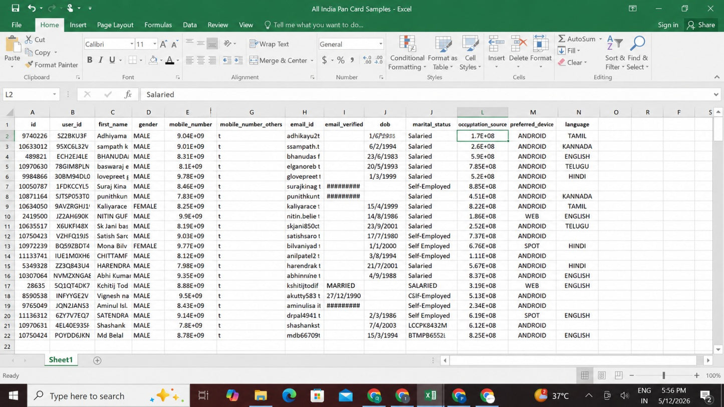 Pan India Database of 150Cr+ Indian Customers