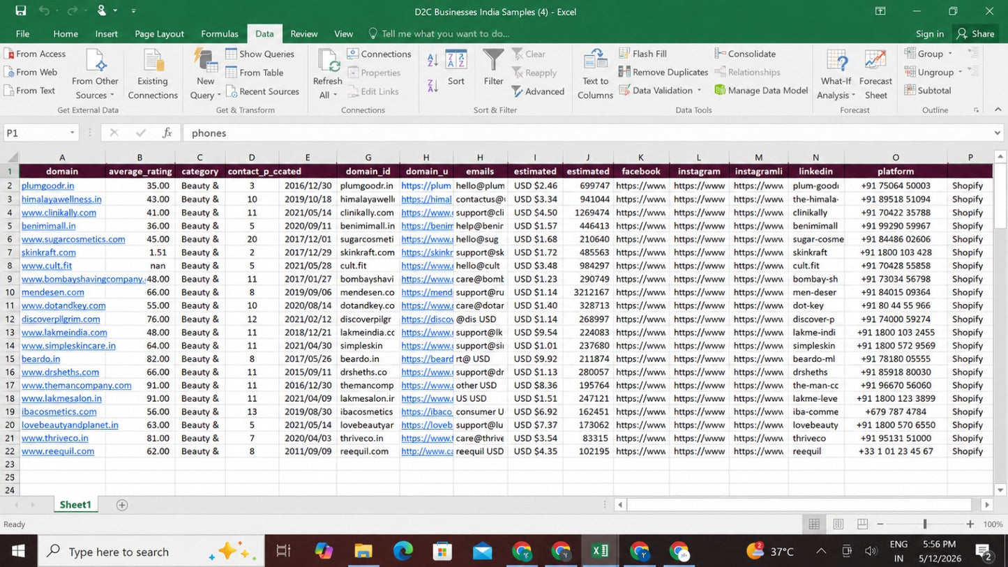 Pan India Database of 150Cr+ Indian Customers