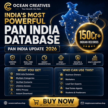 Pan India Database of 150Cr+ Indian Customers