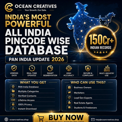 Verified Database 2026 Update (Pan India – 150Cr+ Records)
